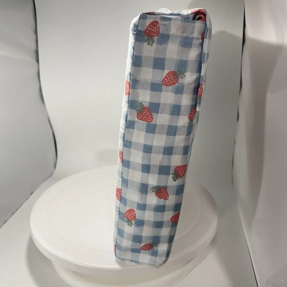 Cynthia Rowley Full Sheet Set Strawberry Gingham Blue Microfiber New